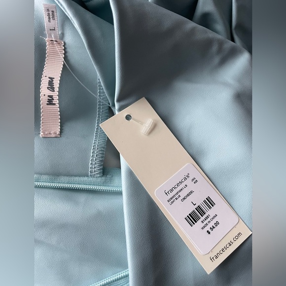 Mi Ami Baby Blue Faux Leather Skirt sz L 🩵NWT - Picture 6 of 6